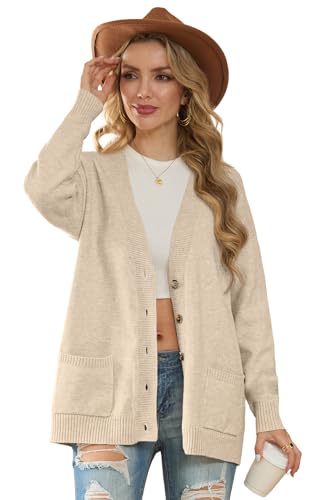 Image of GRECERELLE Women's 2025 Fall Cardigan Sweaters Oversized Open Front Button Knit Outwear Coats with Pockets