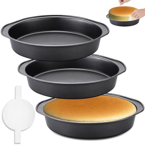8 Inch Cake Pan - 3PCS Carbon Steel Round Cake Pans with 100 Pieces Parchment Paper, Non-stick & Easy Demolding, Non-toxic & Healthy - Thumbnail 4