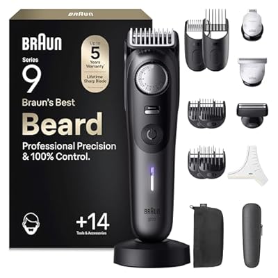 Braun Recortadora de Barba Series 9 BT9565, Barbero Recargable Resistente al Agua, +14 Accesorios para Barba, 180 Min de Autonomía, 52 Longitudes, Lámina Ultra Afilada, Titanio | Ya disponible en tu tienda friki favorita! En mundofriki.es!