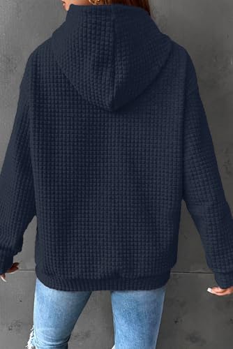 Image of SHEWIN Women Fall Waffle Hoodies Pullover Tops Hooded Sweatshirt