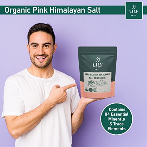 Lily Of The Valley Pink Himalayan Salt - 100% Certified Organic & Unrefined Real Salt Perfect For Cooking, Baking And Grilling - Fine Grain, Vegan, Gluten-Free, Non-Gmo - (8Oz, 226G) #TOP4