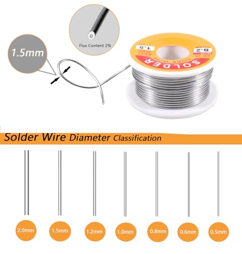 Image of 63 /37 Tin-Lead Rosin Core Solder Wire for Electrical Soldering, Flux Content 2%, 1.5mm,100g(Net 80g)