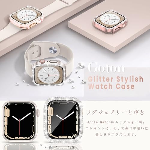 YAODLE Apple Watch ケース アップルウォッチ カバー Series 9/8/7 41mm 対応 PC素材 グリッターApple Watch保護ケース デザイン 全面保護 防塵 キズ防止 軽量(41mm，Starlight)