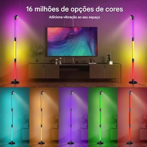 Lâmpada de Piso Led com Mudança de Cor Rgb, Candeeiro de Pé de Canto Inteligente com aplicativo Blue