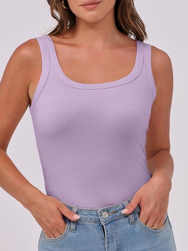 Image of ANRABESS Womens Sleeveless Scoop Neck Tank Top Ribbed Fitted Summer Basic Slim Cute Tops 2026