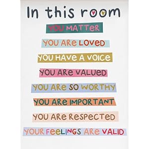 Eeypy Classroom Rainbow Diversity Pride Poster – Boho Teacher Wall Art Sign – This Room Wood Sign – 6×12 Inch