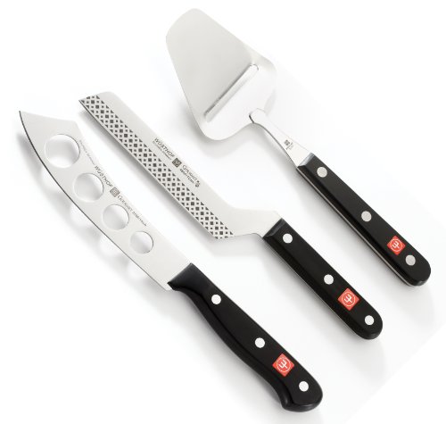 WÜSTHOF Gourmet Four Piece Cheese Knife and Board Set | 4-Piece Cheese Knife Set with Bamboo Board and Cheese Plane | Precise Laser Cut High Carbon Stainless Steel Cheese Knife Set – Model 8933