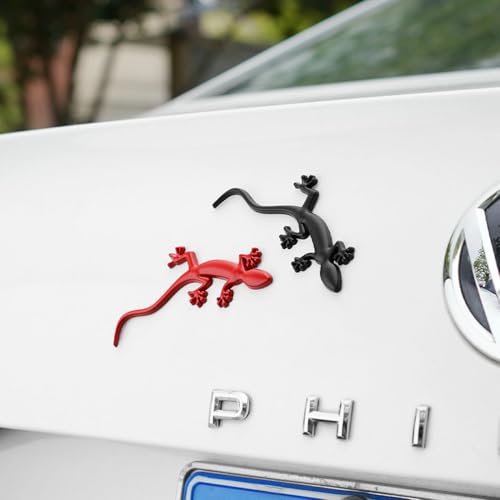 Image of 2 Pcs 3D Spiders Chrome Emblems Badges Sticker Car Decorations for AirPods Ma Decoration for All Universal Car Vehicle, Truck, Motorcycle, RV, Scooter, SUV, Door, Window Spider (2 Pcs Gecko-Red)