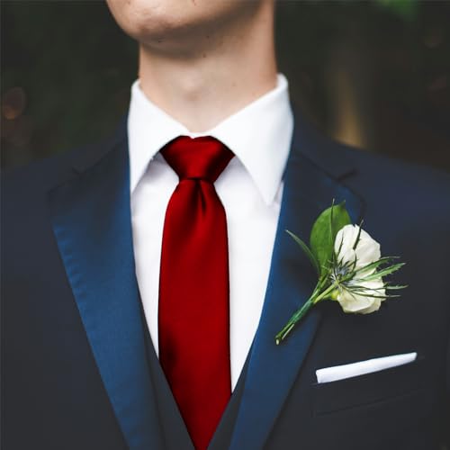 Image of WOXVM Men's Ties Classic Solid Satin Tie Pure Color 3.15 inch Mens Necktie, Premium Formal Black Ties For Men Business & Wedding