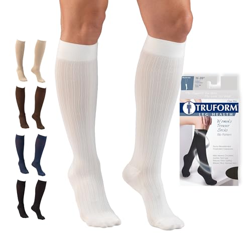 Image of Truform Compression Socks, 15-20 mmHg, Knit Women's Dress Socks, Knee High Over Calf Length