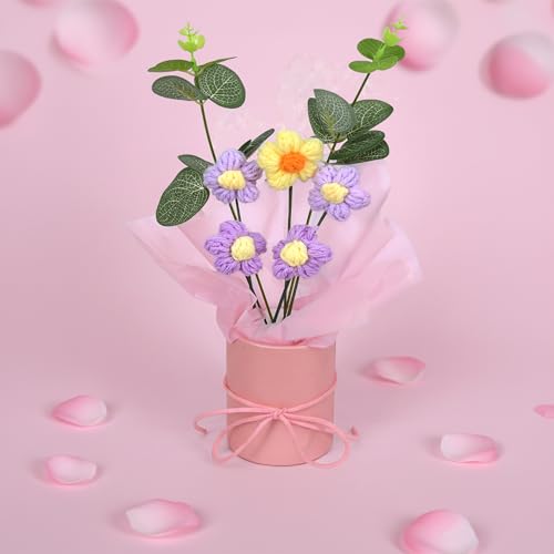 Image of Cortina 1pcs Artificial Crochet Flower Bouquet /Artificial Flowers Bunch /Crochet Flowers Bouquet /Crochet Flowers /Flowers Bouquet Gift for Girls Home Decor,Gifting,etc. (Puple)