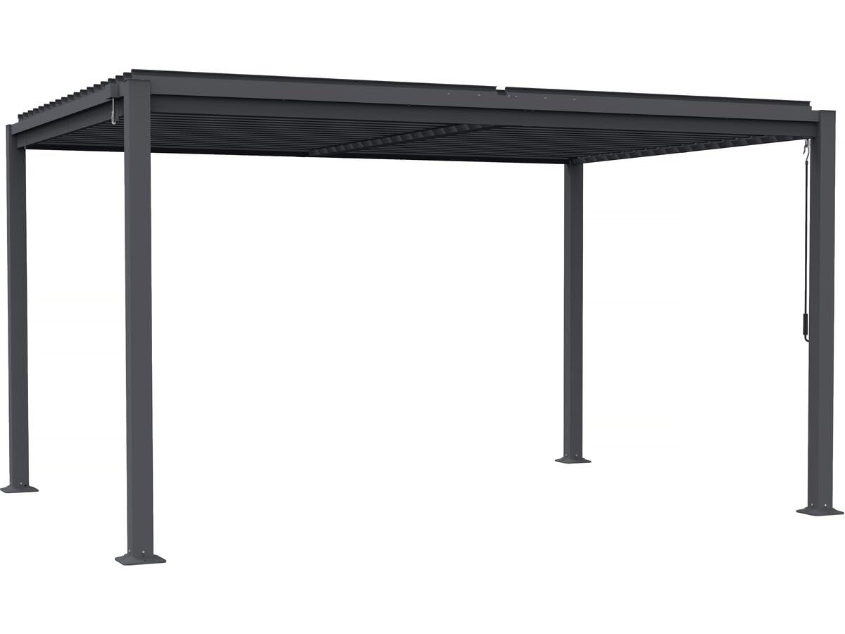 Pergola bioclimatica autoportante con lame orientabili "Howard" - 3 x 4 m - Gris