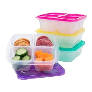 EasyLunchboxes® – Bento Snack Boxes – Reusable 4-Compartment Food Containers for School, Work and Travel, Set of 4 (Brights)
