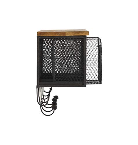 Linon 4-Basket Wall Organizer, 23.5" L X 7.25" W X 12.4" H, Brown, Black #TOP6