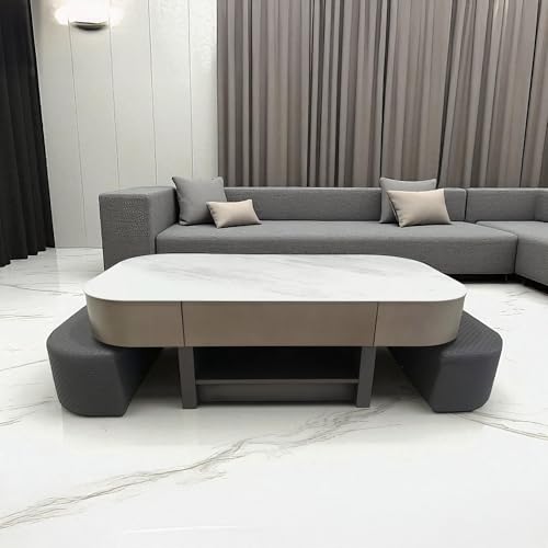 Image of The Attic Victoria Coffee Table Set with 2 stools, Modern Coffee Table for Living Room