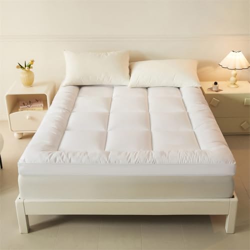 Peiaw Extra Espeso Topper de Colchón Acolchado con 4 Bandas de Esquina – Plegable y Enrollable Soporte de Espuma de Memoria Box Stitch Cama de Invitados y Viaje(150 * 200cm)