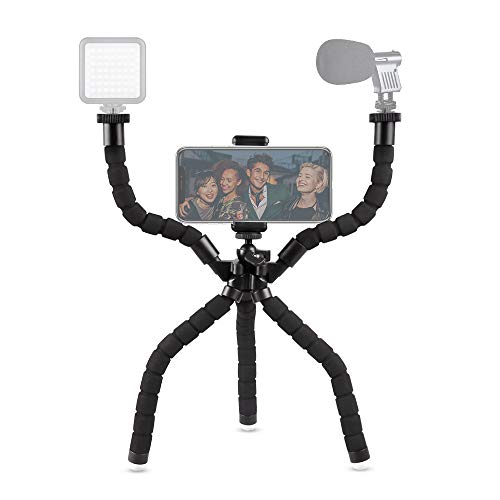 Phone Tripod Rig, UBeesize Flexible Smartphone Video Tripod for Filmmaking Recording Vlogging with Bluetooth Remote Shutter, Compatible with iPhone/Android Cell Phone/GoPro Camera