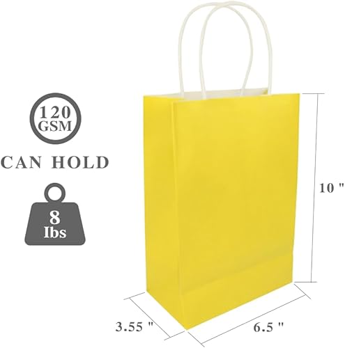 Miniatura 2 de Ottin Bolsas de regalo amarillas para fiesta, 30 unidades, bolsas de regalo envueltas en papel kraft con asa, a granel para cumpleaños de niños,