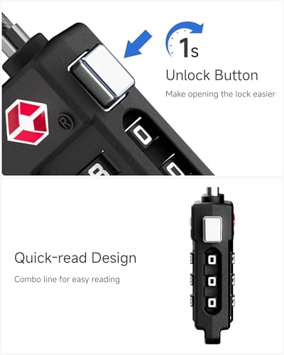Image of LUGGEX 4 Pack TSA Locks for Luggage, Luggage Locks TSA Approved | Suitcase Locks in Gift Box, Ultra-Light 33g Combination Cable Locks, Easy-Read Dials for Suitcase Backpack Gym, Silver