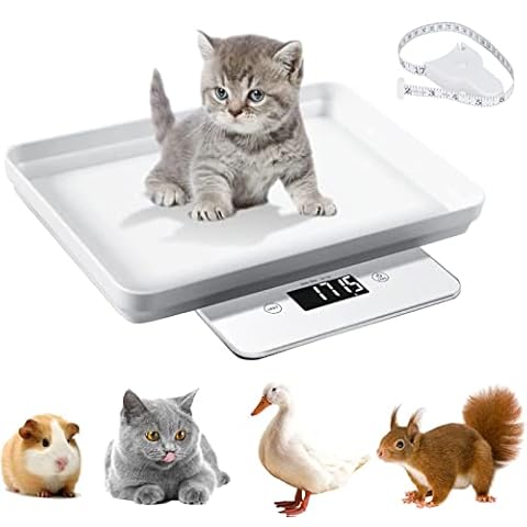 Digital Small Pet Scale/Kitchen Scale with Tape Measure, Detachable Tray Weigh Your Kitten, Rabbit, Puppy or Food with High Precision, Multi-Function Scales for Newborn Small Dogs Cats Crawl Pet Cover