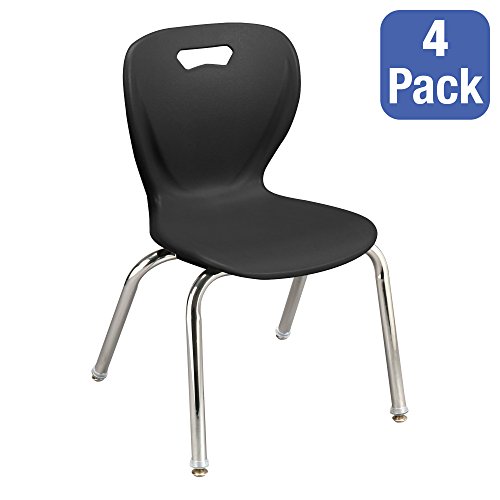 Learniture Shapes Series Stacking School Chairs with Contoured Seats, Heavy-Duty Plastic Stacking Classroom Chairs, 14"H, Set of 4, Black - Image 5