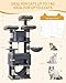 Hzuaneri Cat Tree, 176cm Cat Trees, XL, 3 Platforms, 2 Caves, 7 Scratching Posts, Hammock, Plush Balls, Cat Tower for Multi-Cat Households, Dark Grey MS17618SG