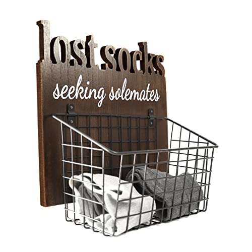EVA murmure Cutout Letters Lost Socks - Laundry Room Organization, Farmhouse Laundry Room Decor And Accessories Laundry Sign Wall Decor - House Decor, Gifts For Women - 11x12x6inches-brown