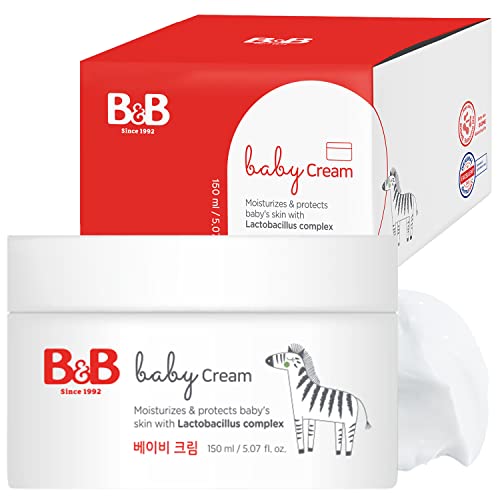 B&B Baby Cream - Intensive Moisturizing Cream for Babies -Delicate Skin Baby Cream with Jojoba Oil & Shea Butter – Non Greasy Dry Skin Moisturizer – Allergen Free Mild Citrus Scent, 5.07oz.