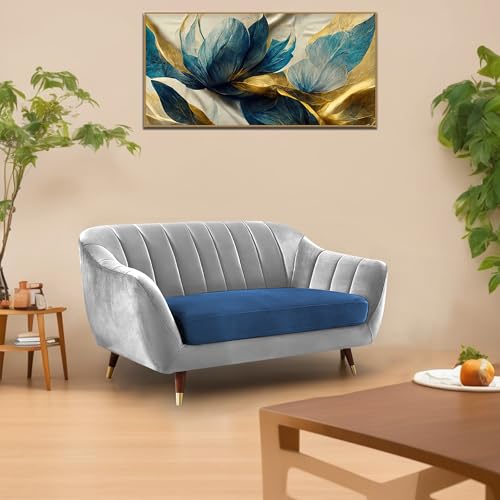 Image of Casaliving Anyse 2 Seater Sofa Set for Living Room (Blue Grey Fabric) Premium Fabric Sofa