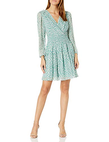 Rebecca Taylor Women's Long Sleeve Star Smock Dress, Ivy Combo, 14