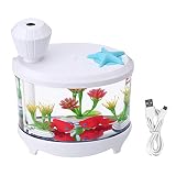 USB Fish Tank Humidifier Ultrasonic Whisper-Quiet Operation Cool Mist Humidifier with 7 Night Lights