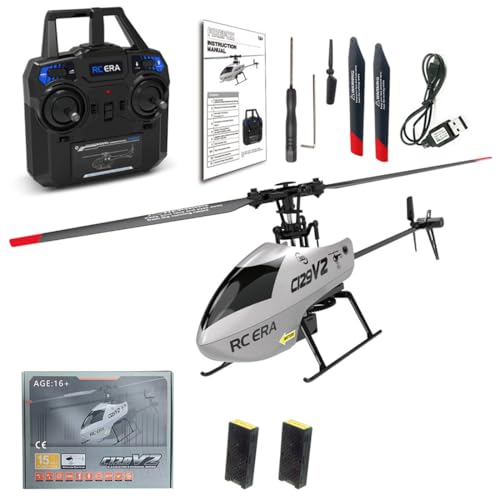 rcxperts C129 V2 Rc Era Helicopter, 4CH Flybarless Micro Remote Control Helicopter with 6-Axis Gyro, 2.4GHz RC Aircraft with 3D Flips, Altitude Hold, One Key Take Off/Landing - 2 Battery