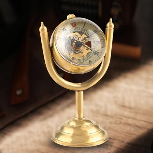 Image of Unique Ball Shaped Uncovered Mechanical Pocket Watch for Men, Roman Digital Dial Mechanical Pocket Watch with Chain