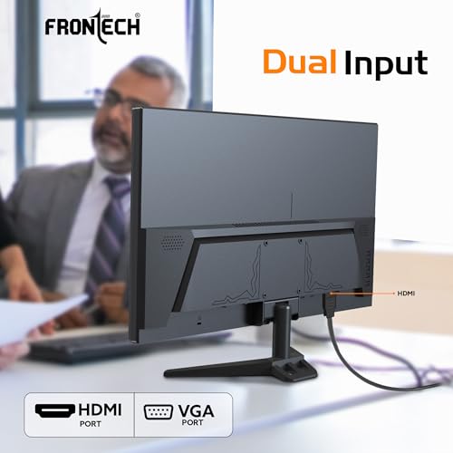 Image of FRONTECH 22 Inch Full HD LED Monitor | Refresh Rate 60 Hz, 1920 X 1080 Pixels | Wall Mountable Slim & Stylish Design with 16.7M Colors| HDMI & VGA Ports | Dual Input (MON-0070, Black)