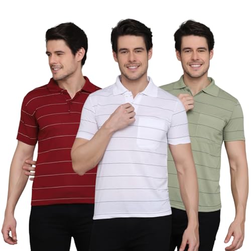 Image of INKKR Striped Polo Neck T-Shirt Dora Combo