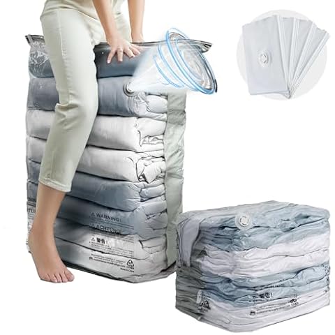 TAILI Vacuum Storage Bags 4 Pack, Jumbo Cube (31x40x15 Inch), Extra Large Vacuum Seal Bags for Clothing, Comforters, Blankets, Pillow, Bedding, Sweater, Closet Organizers, Space Saving, Cream Cover