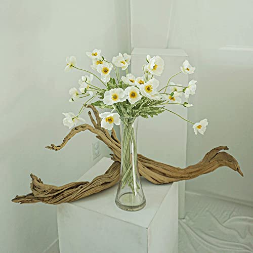 Kamang Artificial Poppy White Silk Flower (3 Stems) For Home Decor And Wedding. Real Touch White Fake Flower. White Flower Wedding Decor Bouquet Floral Arrangements Centerpieces (White) #TOP5
