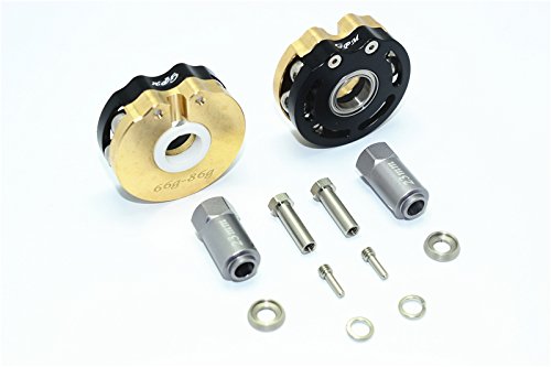 GPM for Traxxas TRX-4 Trail Defender Crawler / TRX-6 MERC-Benz G63 Upgrade Parts Brass Pendulum Wheel Knuckle Axle Weight with Alloy Lid + 23mm Hex Adapter - 1Pr Set Black