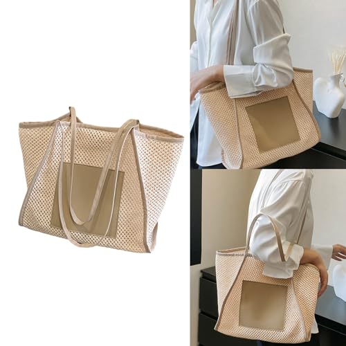 PURPLELILY Stylish Beach Bag for Women Large Mesh Hollow Handbag Lightweight Perfect for Travel Pool Gym & Picnic2