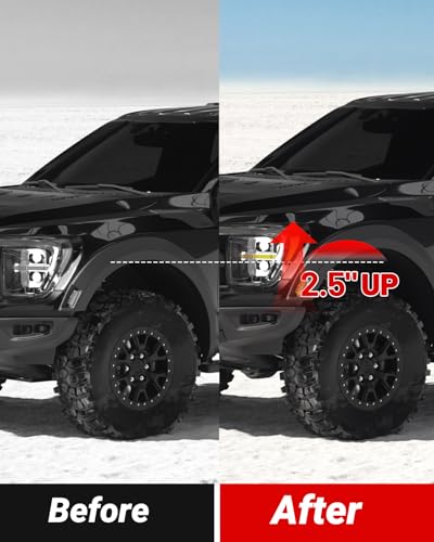 Image of EVIL ENERGY 2.5 inch Leveling Lift Kit Compatible with 2006-2024 Ram 1500 (4WD Only), 2005-2011 Dakota (2WD Only), 2.5 inch Front Suspension Forged Strut Spacers Red