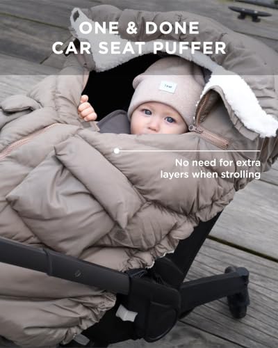 Image of 7AM Enfant Car Seat Covers - Cocoon Baby Cover for Boys & Girls, Rain & Snow Repellent, Breathable Windproof, Center Zipper, Universal Fit for Infant Car Seat (0-12M) (Chestnut)