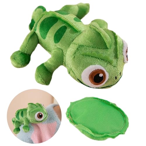 Sikweny Colgante Lindo Juguete Diseño Magnético Inferior Eluche de Camaleón Linda Forma Peluches Pequeño y Portátil para Mesa y Silla Decoración del Hogar Almohada de Viaje Estantería Dormitorio