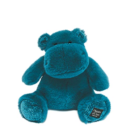 Histoire d'Ours - Peluche Hippopotame - Hip'Pop - Bleu Canard - 25 Cm - Peluche Douce et Mignonne...