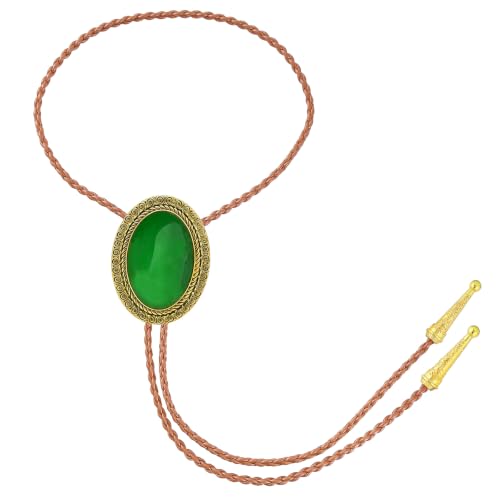 Image of Jeilwiy Bolo Tie for Men Real Stone Westwern Cowboy Ties Silver Bolos Women Leather Necktie Gift for Birthday Christmas