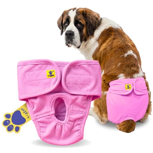 Image of A+a Pets' MAA' Cotton Dog Underwear Diaper Combo - Stretchable, Comfortable, Washable & Reusable (XXL, Pink)