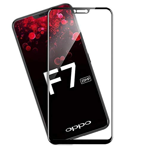 Image of Premium Tempered Glass Screen Protector Compatible For Oppo F7 Cellphone (Black,Pack Of 1) Edge-to-Edge Protector With Easy Installation Kit