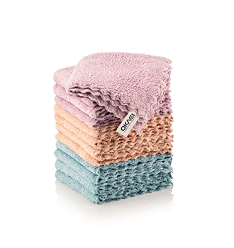Okaei mikrofasertücher 12 Stück, l Non-Stick Microfasertücher l Fusselfrei putztücher l für Geschirrspülen l randlos durch Ultraschallschnitt l 30x30 cm, Grammatur: 300g/m²