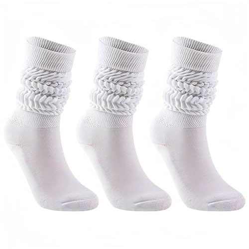 Image of 3 Pairs Slouch Socks for Women, Soft Extra Long Scrunchy Knee High Sock, Unisex Tube Socks Scrunch Socks Football Socks
