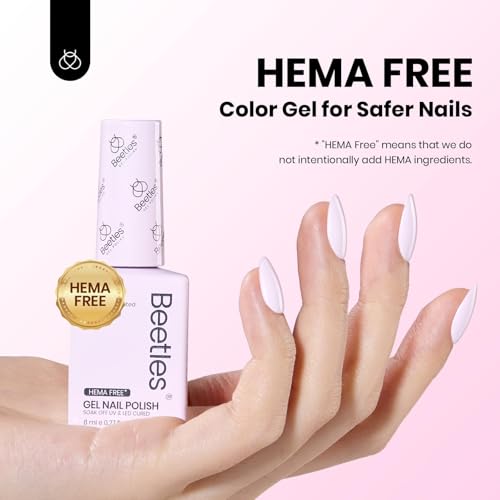 Image of Beetles Pink Gel Polish - HEMA-Free Cream Puff 8ML /0.27Fl Oz, Pastel Light Pink Gel Nail Polish, Soak Off UV LED Lamp Nail Art, Long-Lasting Manicure Salon DIY Home Bright Summer Nails