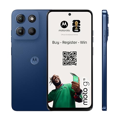 Motorola Moto g15 24GB (8G+16GB RAM Boost)/256GB Azul, España, Pantalla de 6.72'' FHD+, Sistema de cámaras de 50 MP y Objetivo Ultra Gran Angular, Batería 5200 mAh, Carga TurboPower, Soft Luxe